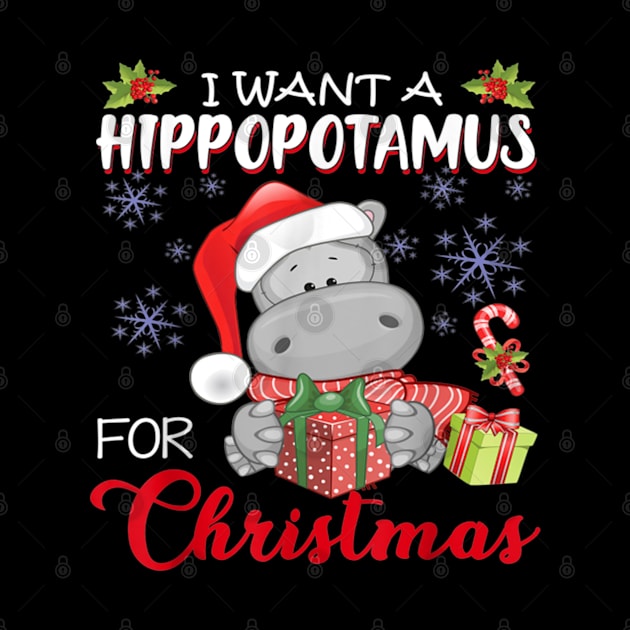 I Want A Hippopotamus For Christmas Cute Hippo Wear Santa by BoongMie