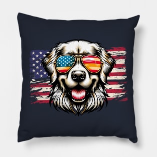 Labrador Retriever Patriotic American Flag 4th of July Dog Lover Pillow