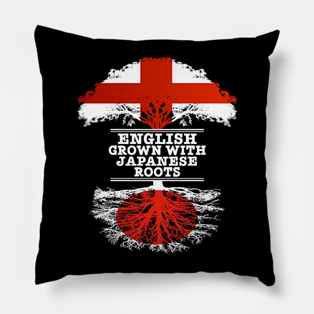 English Grown With Japanese Roots - Gift for Japanese With Roots From Japan Pillow by Country Flags