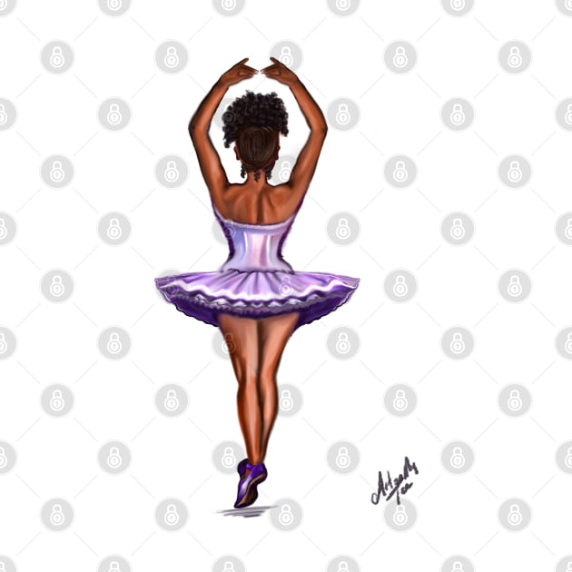 African American ballerina in purple tutu- brown skin ballerina dancing by Artonmytee