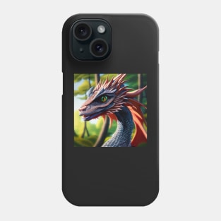 Blue Scaled Jungle Dragon with Red Fins Phone Case