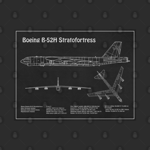 Boeing B-52 Stratofortress - Airplane Blueprint - PD by SPJE Illustration Photography