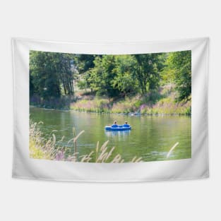 Couple Floating Down the Penticton River Channel in Summer Tapestry