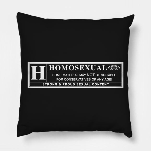 homosexual warning laberl Pillow by chromatosis