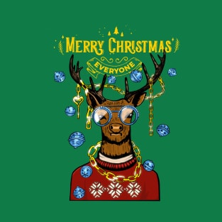 Reindeer Merry Christmas Design T-Shirt