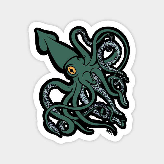 Green Giant Squid Architeuthis flat color Magnet by RJKpoyp