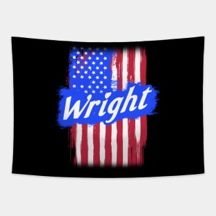 American Flag Wright Family Gift For Men Women, Surname Last Name Tapestry