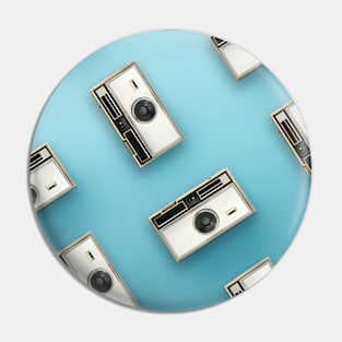 Vintage Camera Pattern on Blue Pin