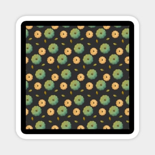 Autumn pattern of whole pumpkins on a black background Magnet