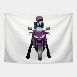 Beautiful motorcycle woman Tapestry