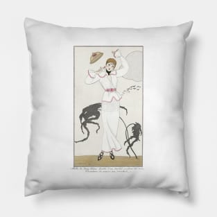 Robe de Drap Blanc Fashion Illustration by George Barbier Pillow