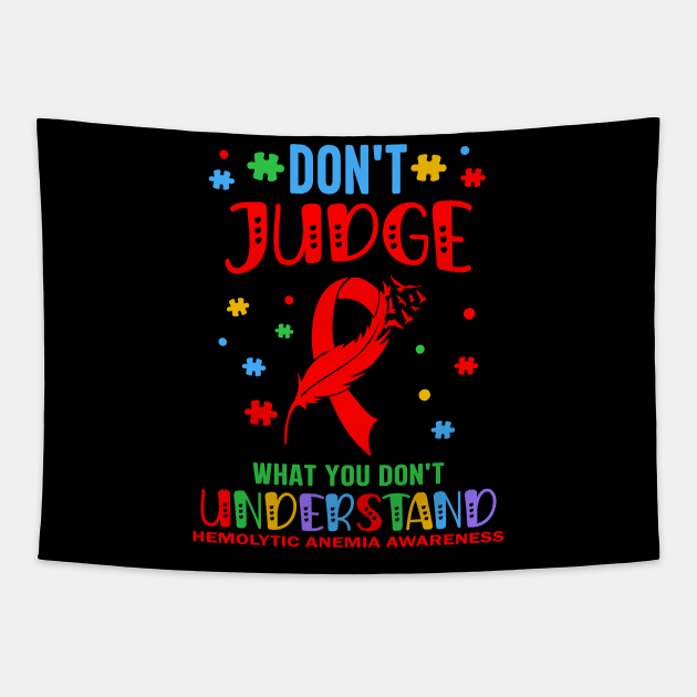 Hemolytic Anemia Awareness Warrior Red Ribbon Tapestry by GloriaArts⭐⭐⭐⭐⭐