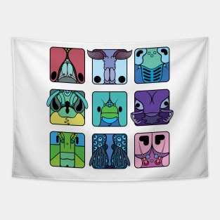 Insect orders cartoon head squares (cool colour theme) Tapestry