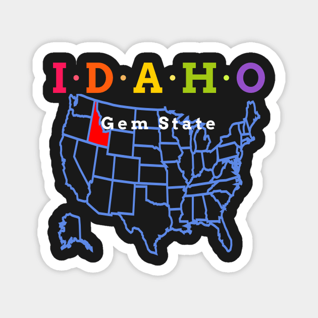 Idaho, USA. Gem State - with Map Magnet by Koolstudio