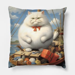 Cats at Sea: Fat Cats, little boats Pillow