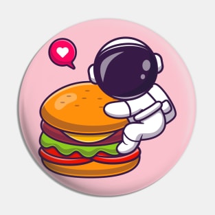 Cute Astronaut Hug Burger Cartoon Pin