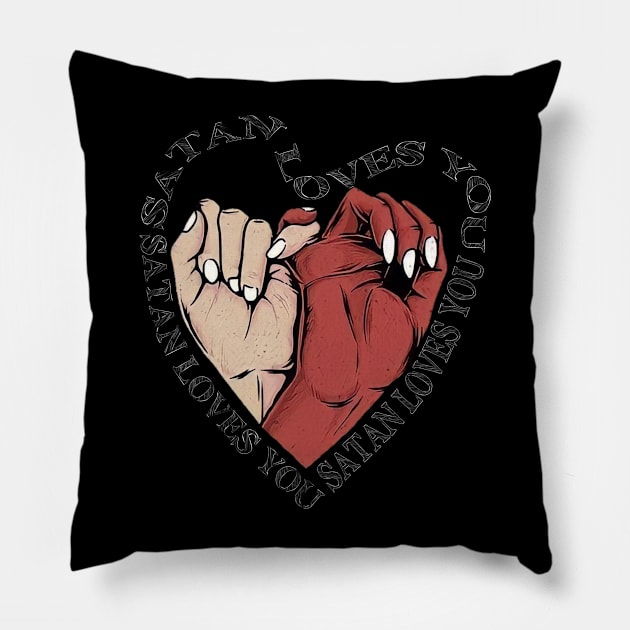 Satan loves you t-shirt Pillow by Great wallpaper 