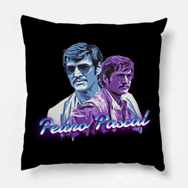 pedro pascal - retrowave fan art Pillow by LAKOSH