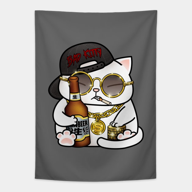 Bad Gangster Chubby Cat Tapestry by Takeda_Art