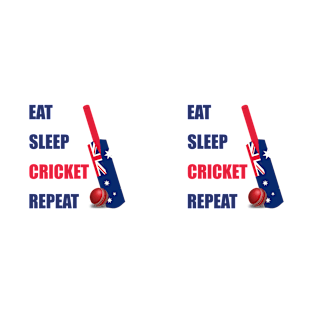 Eat Sleep Cricket Repeat Australia Flag Cricket Bat T-Shirt