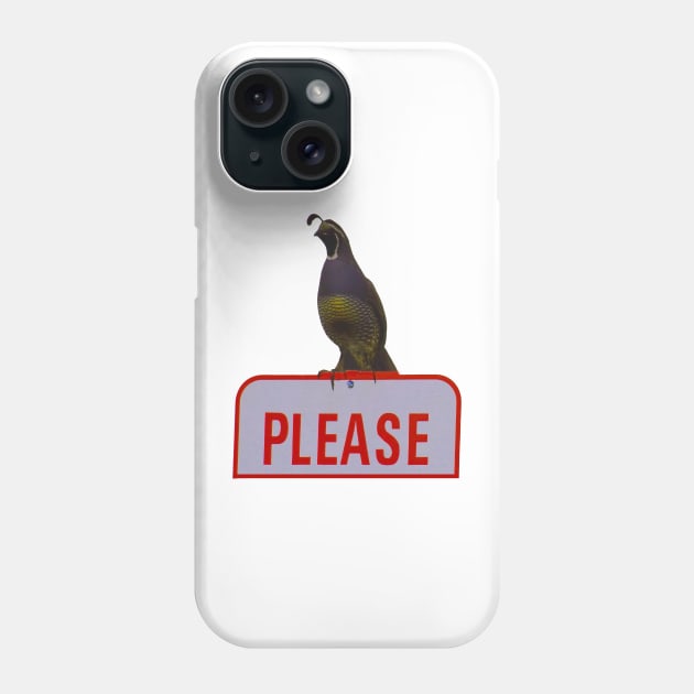 PLEASE Said the Quail Phone Case by Mandala Magic