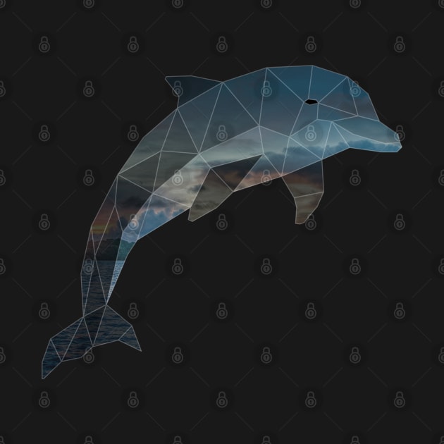 Dolphin Low Poly Double Exposure Art by Jay Diloy