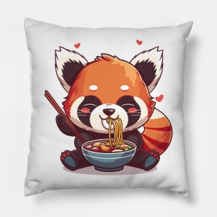 Red Panda eating ramen Pillow