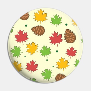 Colorful Autumnal Leafs & Pine Cones - Nature Pattern Pin