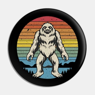 Retro vintage yeti in sunset Pin