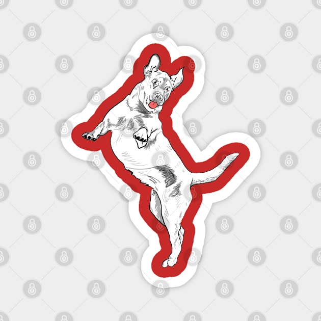 Marshall the White Labrador Retriever - Red Magnet by Elizabeths-Arts