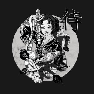 Girl Warrior Samurai Streetwear Vaporwave Kanji Character Japanese Aesthetic 630 T-Shirt