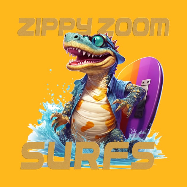 Aquatic Glide Waves Surfing Tee "Zippy Zoom" by cusptees