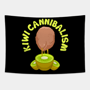 Funny Kiwi Cannibalism Pun Adorable Animal Fruit Tapestry