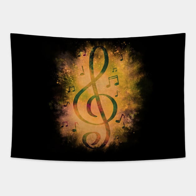 Treble clef note Tapestry by Xatutik-Art