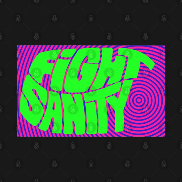 Fight Sanity Acid Psychedelic Green and Purple Pattern by katmargoli