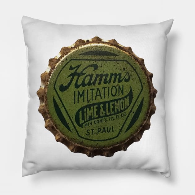 Hamm's Prohibition Lime & Lemon Soda Bottlecap Pillow by Eugene and Jonnie Tee's