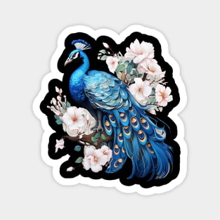 Peacock colorful Flower Illustration Magnet