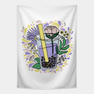 Flowers-and-Boba Tapestry