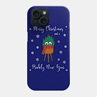 Merry Christmas And A Prickly New Year - Christmas Cactus With Scarf Phone Case