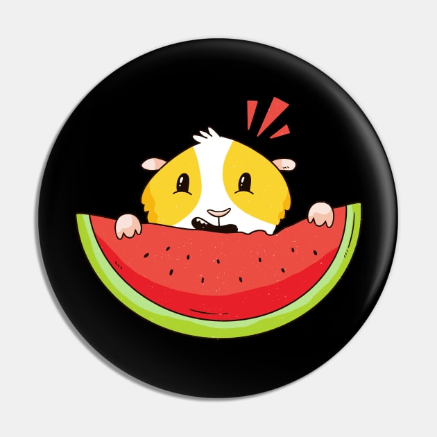 Cute Funny Guinea Pig Eating Water Melon Pin by Artistic muss