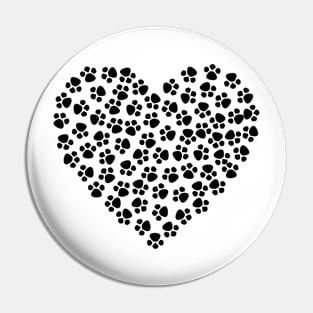 Dog Footprint Heart Pin