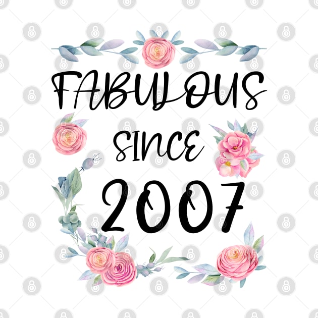 Women 14 Years Old Fabulous Since 2007 Flowers by artbypond