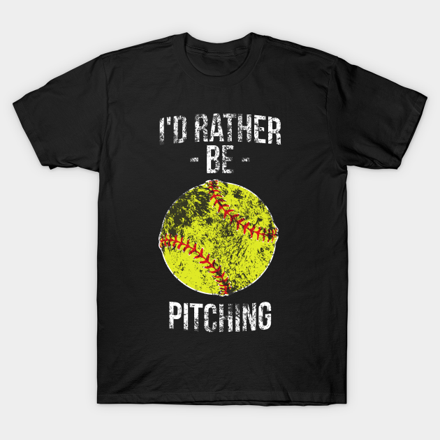 Discover I'd rather be pitching funny silly t-shirt - Baseball - T-Shirt