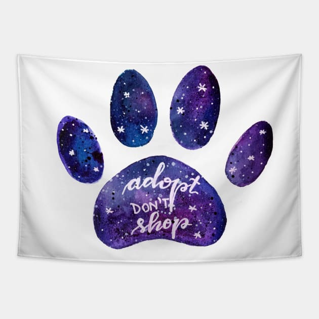 Adopt don't shop galaxy paw - purple Tapestry by wackapacka