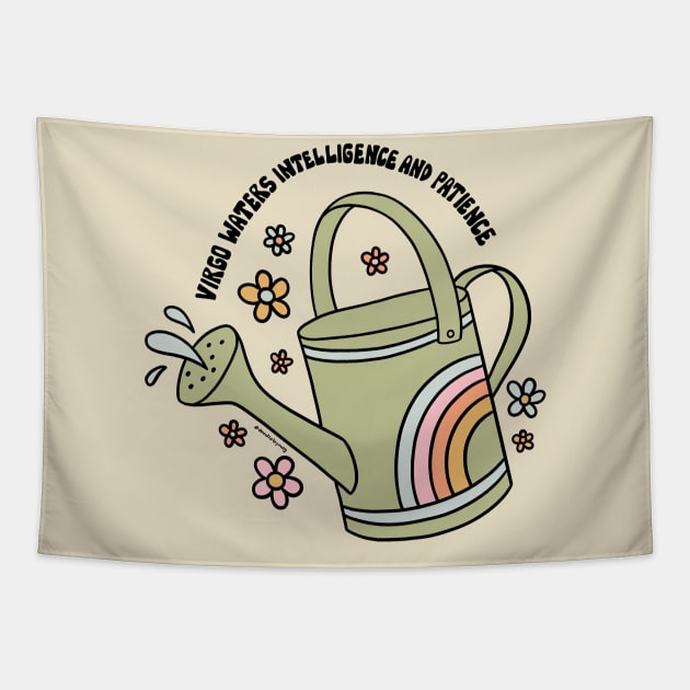 Virgo Watering Can Tapestry by Doodle by Meg