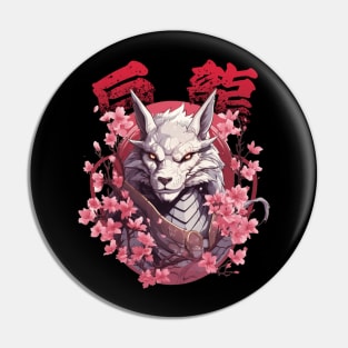 White Dragon Samurai Warrior Pin