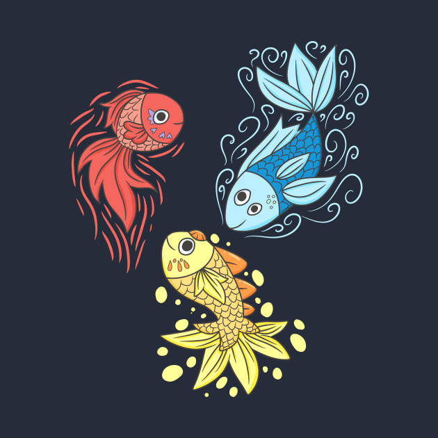 Red Yellow Blue Fishes by KammyBale