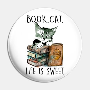 Book cat Pin