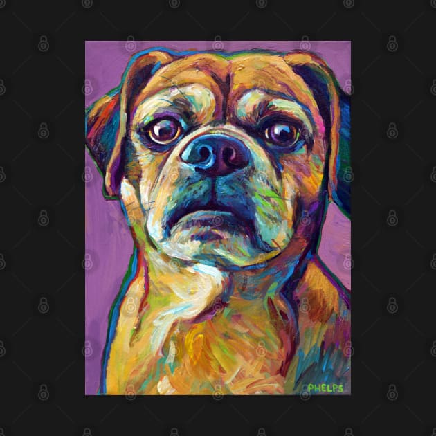 Fun Puggle Pup on Lavender by RobertPhelpsArt