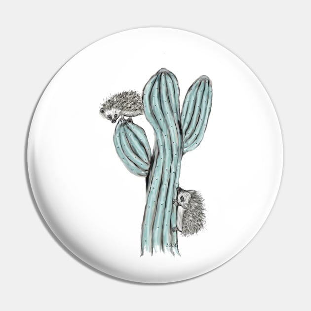 hedgehog on cactus Pin by msmart